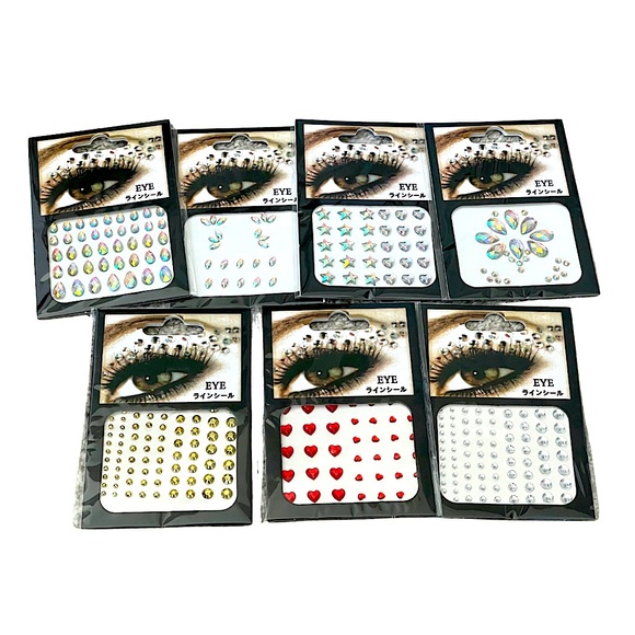 5 Sheets of Rhinestone Acrylic Face Stickers - NWT - Picture 3 of 12